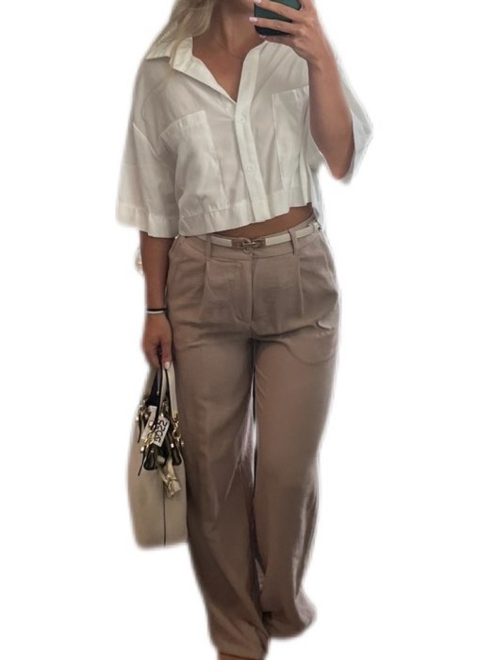 White button up cropped top